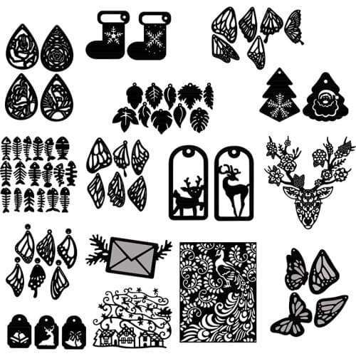 Christmas Moose Shoes Envelope Fish Bones Leaves Metal Cutting Dies Scrapbooking DIY Crafts Card Album Making Stencil New 2021