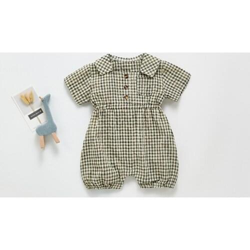 Baby Clothes Summer Newborn Baby Romper Cotton Plaid Baby BoyS GirlS Romper Clothes Infant Toddler Playsuit Jumpsuit For Boy