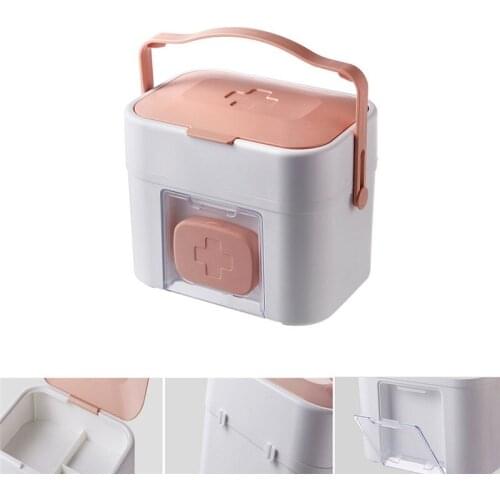 2 layer Storage Organizer Medicine Box Portable Wall-mounted Medical Kits Drug Storage Box Plastic Home First-aid Tools