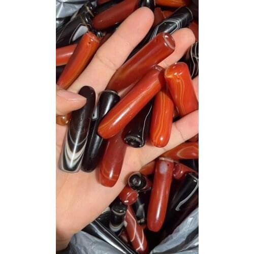 100Pcs/Lot Natural Color Agate Striped Necklace Pendant Bullet Shaped DIY Material Mens and Womens Jewelry Loose Accessories