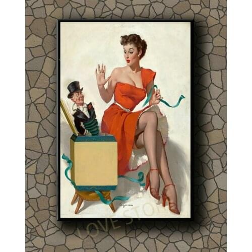 P270 Vintage Beautiful Pin-up Girl Classic Picture 395 Silk Fabric Poster Art Decor Indoor Painting Gift