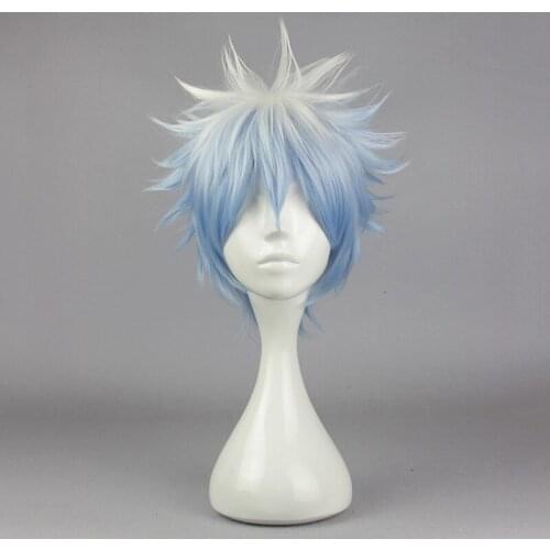 Anime Gintama Sakata Gintoki Wig Cosplay Costume Silver Soul Men & Women Short Hair Halloween Party Wigs+hairnet