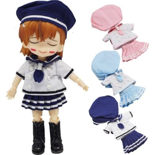 1/6 BJD Dolls Dress Summer Doll Clothes Hat + Jacket + Short Pants Three-Piece Suit for Sailor Skirt Toy Clothes Accessories