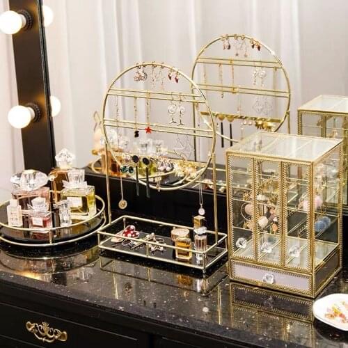 Nordic Jewelry Storage Rack Desktop Bracelets Perfume Tray Earrings Ring Organizer Shelf Multifunction Jewelry Display Holder