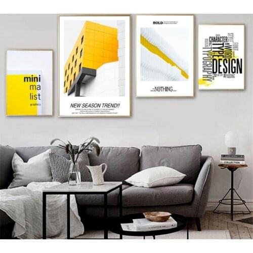 Nordic Canvas Poster Canvas Paintings Yellow Ensemble Modern Living Room Sofa Background Wall Decor
