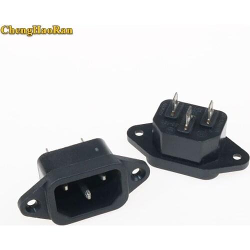 ChengHaoRan 1-5 PCS power connector 3P IEC 320 C14 Male Plug Panel mounted Power Inlet Sockets Connectors AC 250V 10A