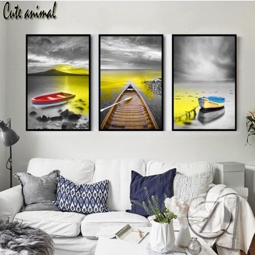 Nordic Minimalist Wall Art Diy Square drill diamond painting Sea Sailing cross stitch Full 100% cover embroidery diamond 3 pcs