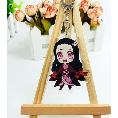 Mixed Styles Woman Key Chain Anime Key Ring Acrylic Keyring For Funny Kids Girls Demon Slayer Kimetsu No Yaiba Props Cosplay
