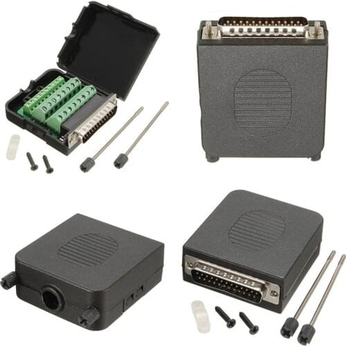 1pc Male Terminals Screw Cable Plug Cover Connector Joint Module DB25 D-Sub 25 Pin Electrical Welding Solderless Connector