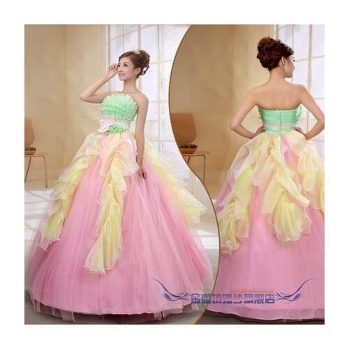 Free ship light green and blue and pink candy ball gown queen medieval dress Renaissance gown Si princess Victoria Belle Ball