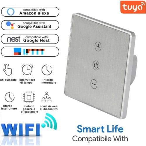 NABAS Tuya Smart WiFi Light Switch Glass Panel EU Standard Touch Switch Voice Control Light Wireless Wall Switch Smart Life