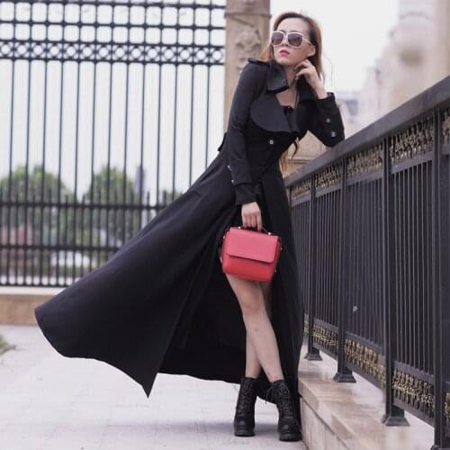 2021 Spring Autumn New Korean Fashion Slim Windbreaker Coat Female Lapel Single Button Large Size Xlong Trench Jacket Y798