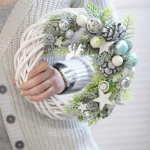 10-30CM White Wreath Garland Hanging Vine Ring Christmas Rattan Ring DIY Craft Wedding Xmas Ornaments Party Decorations