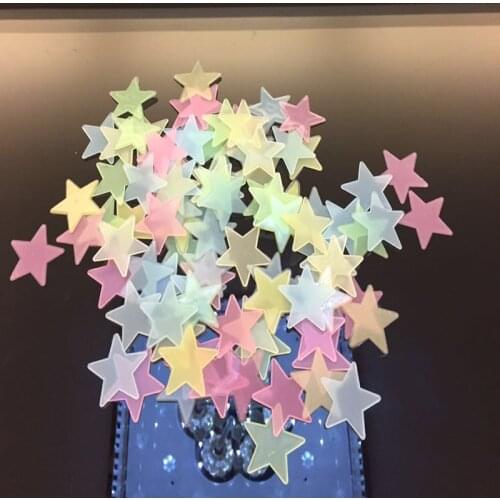 100pcs/set Luminous Star Wall Stickers Glow The Dark Wallpaper Decals for Kids Baby Room Bathroom Living Room Kitchen Home Decor