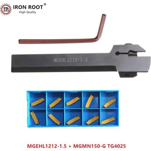 1P MGEHR1212-1.5 / MGEHL1212-1.5 Grooving Turning Tool Holder +10P MGMN150 CNC Carbide Insert Metal Lathe
