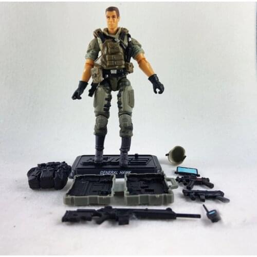 4" GI Joe Cobra General Clayton Hawk Abernathy Action Figure + Weapons Stand Helmet