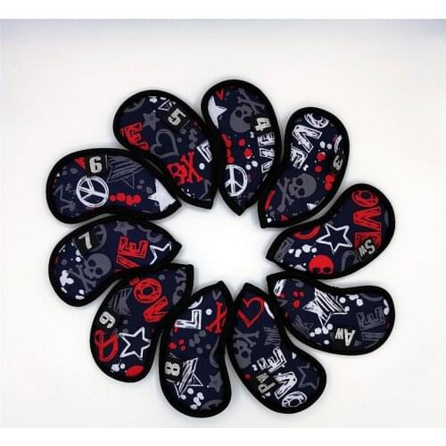 [5 Colors] Skull Golf Irons Headcovers Waterproof Nylon Golf Iron Covers #3-9PAS Complete Set 10Pcs/Lot