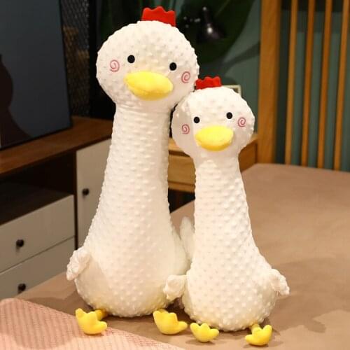 55/70CM Kawaii New Huaggble Big Plush White Duck Toy Stuffed Long Neck Goose Doll Soft Sleep Pillow For Children Baby Girl Gift
