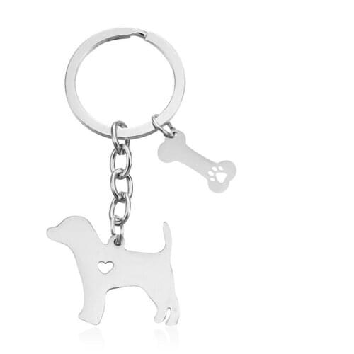Beagle pendant keychain with bone