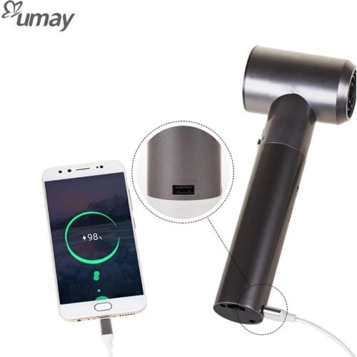 Portable Cordless Hair Dryer with USB Port Intelligent Charging Blower Easy to Carry Air Duct and Battery Detachable