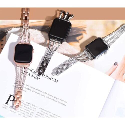 Correa Watch Band 38mm 40mm for iWatch SE Women Stainless Wristbands Metal Chain Bracelet pulseira 6 5 4 3 44mm 42mm Replacement