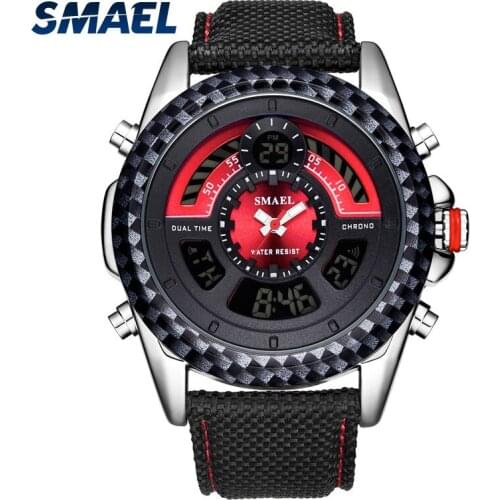 Sport Quartz Wristwatches Men SMAEL Electronic Cool Alloy Watch Big Dial Waterproof Sport Watches 1369 Men Quartz Watch Luminous