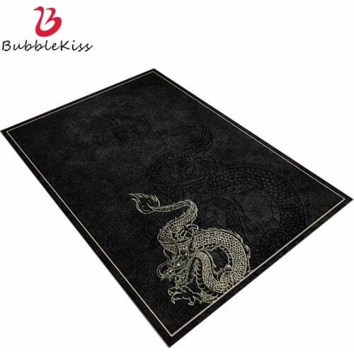Bubble Kiss Traditional Chinese Carpets For Living Room Chinese Black Gold Chinese Dragon Pattern Carpet Bedroom Anti-Slip Rug
