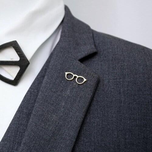 Doreenbeads Fashion Men Brooches Gold Color Frame Round Glasses Style Personality For Men Gift Creative Tie Clip Brooch,1 Piece