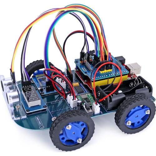 N20 Gear Motor 4WD Smart Robot Car Kit Bluetooth-compatible Control with 4-digit Display Ultrasonic Module /Tutorial for Arduino