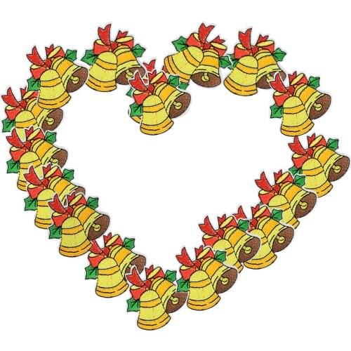 Diy bells patches for clothing iron embroidered patch applique iron on patches sewing accessories badge stickers on clothes bags