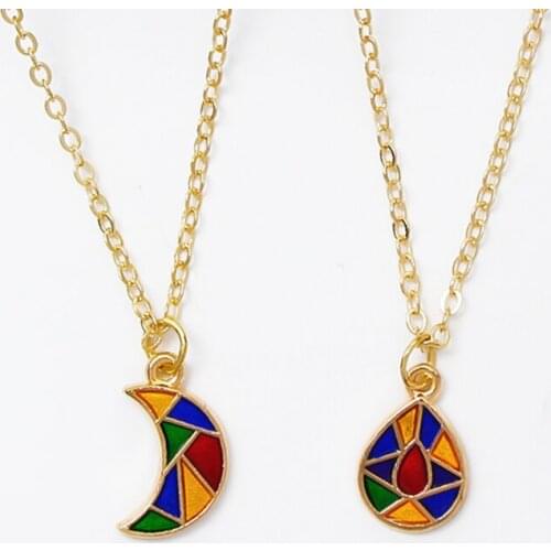 New Fashion Choker Necklace Color Moon Raindrop shape Enamel Pendant Necklaces for Women Gifts Alloy Collares Jewelry Wholesale