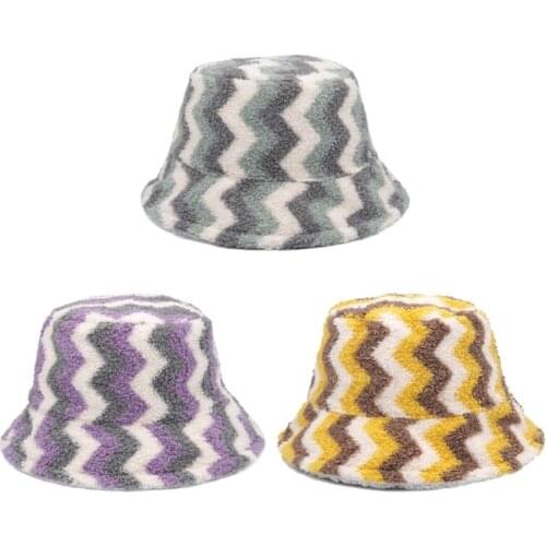 Bucket Hat with Curvy Stripes Pattern Fisherman Cap Winter Autumn Outdoor Panama for Men Women with Flat Top Au