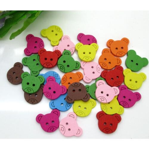 50Pcs Mixed Wood Bear Sewing Buttons For Kids Clothes Scrapbooking Decorative Botones Handicraft DIY Accessories10