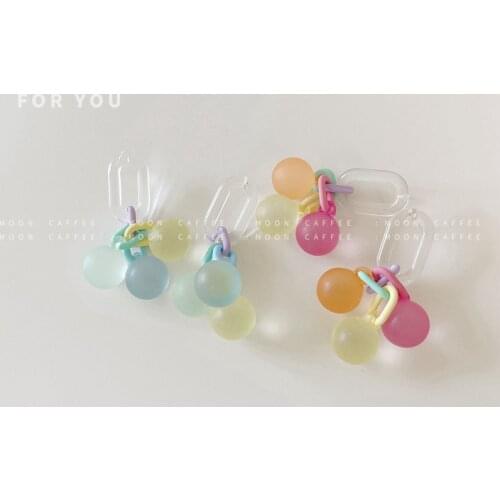 S925 Hit Color Geometric Candy Color Ball Pendant Earrings Classic Simple Earrings Female Smart Girly Trendy Earrings