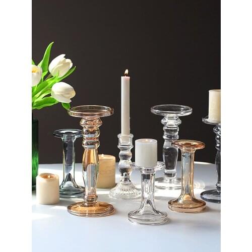 Modern minimalist glass romantic candlelight dinner candle holder home living room decoration ornaments