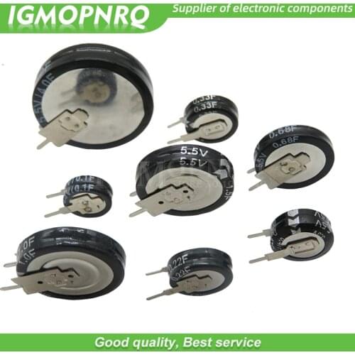 5.5V V-type Super capacitor 0.1F 0.22F 0.33F 0.47F 1F 1.5F 4.0F Button Farad capacitor NEW
