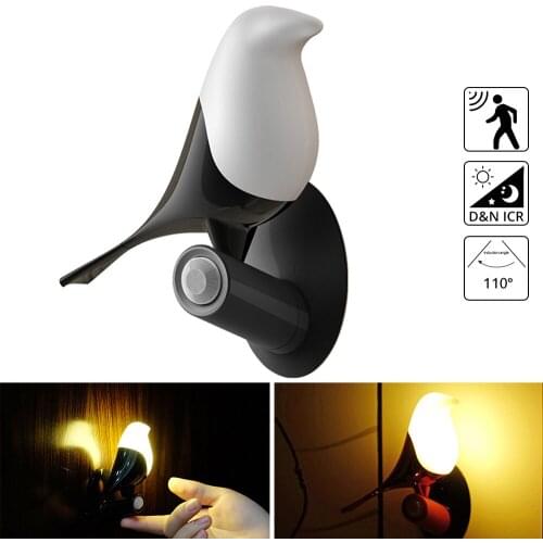 LED Bird Wall Light Bedroom Decor Lamp Human Motion Sensor Light Kitchen Corridor Living Room Decoration rechargeable Night Lamp