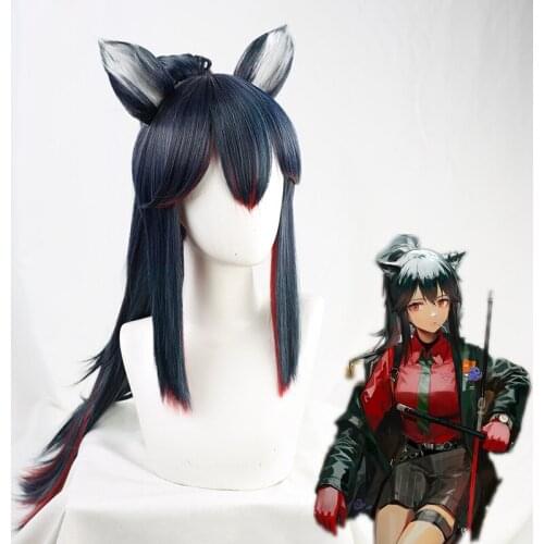 Game Arknights Texas Cosplay Blue Red Mixed Long Ponytail Heat Resistant Synthetic Hair Halloween Carnival Party