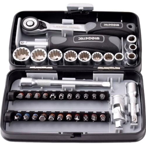 High quality 38PCS Mini ratchet wrench set 1/4 socket screwdriver head hex trox slot bit bike Repair handle tools S2 material