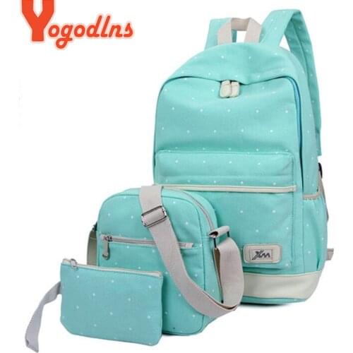 Yogodlns 3Pcs/set Casual Women Backpack Canvas Book Bags Preppy Style School Back Bags for Teenage Girls Composite bag