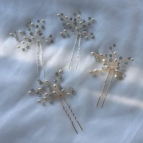 Freshwater Pearls Hair Pins Bridal Pieces Gold Silver Color Wedding Jewelry Handmade Women Hair Clips