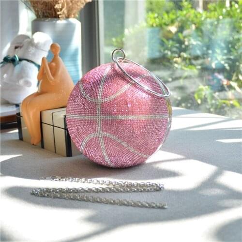 Basketball Diamonds Gold Evening Bags Women New Luxury Round Ball HandbagsCreative Personality Dinner Purse Clutch Wedding Party