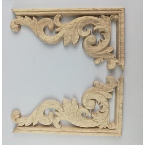 1PC Classic Woodcarving Decal Wood Carving Decal Corner Applique Frame Home Furniture Decoration Decorative Sculptures 13*7CM