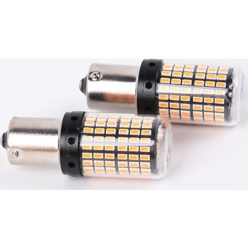 2pcs Amber Car Lamps Turn Signal Lights LED Turn Signal Lights Car Fog Signal Turn Light 12V 1156 144SMD BAU15S PY21W