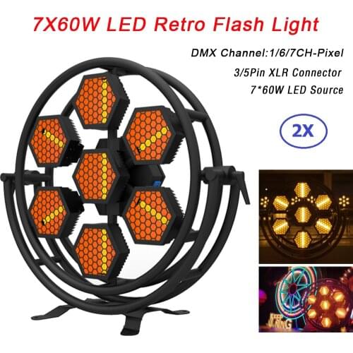 2IN1 Flight Case Packing 7X60W LED Stage Lights DMX 512 Controller Professional Retro Flash Lights For Dj Light Stage Party Club