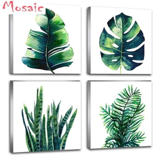 3d Diamond Embroidery,4 piece Leaf Home Wall Decorations,Still Life,diy 5d diamond painting cross stitch kits,diamond mosaic