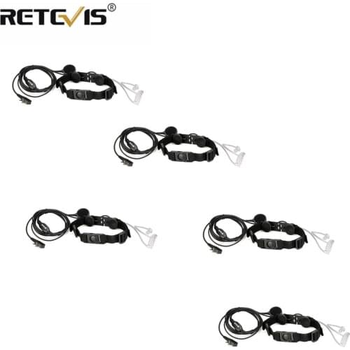 5pcs ETK003 2 Pin Throat Microphone Headset With Finger PTT For Kenwood TYT Retevis Walkie Talkie Radio Earpiece C9125A