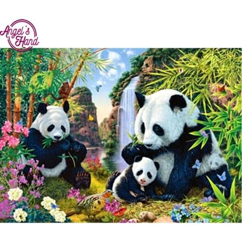 5D DIY diamond embroidery panda family diamond painting Cross Stitch full square drill Rhinestone mosaic decoration