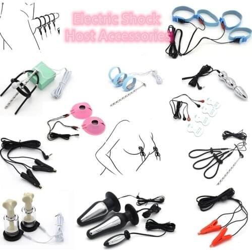 Electric Shock Accessories Pulse Anal Plug Electro Penis Plug Rings Glove Stimulation Breast Pads Massage Nipple Clamps Sex Toys