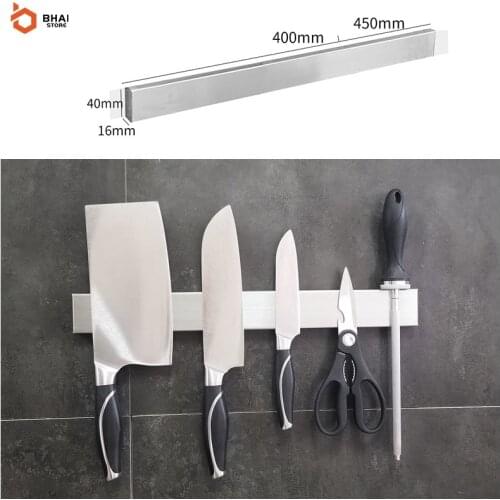 Bhai 30/40/50cm Professional Magnetic Knife Holder Wall Stainless Steel Strong Magnetic Storage Holder Kitchen Knife Bar Accesso